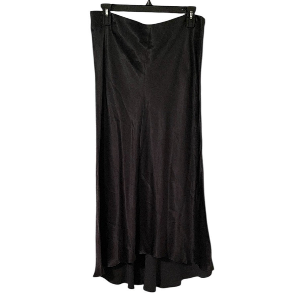 MNG Suit Women's‎ Black/Dark Forest Green Silky Flowy High Low Maxi Skirt Size M